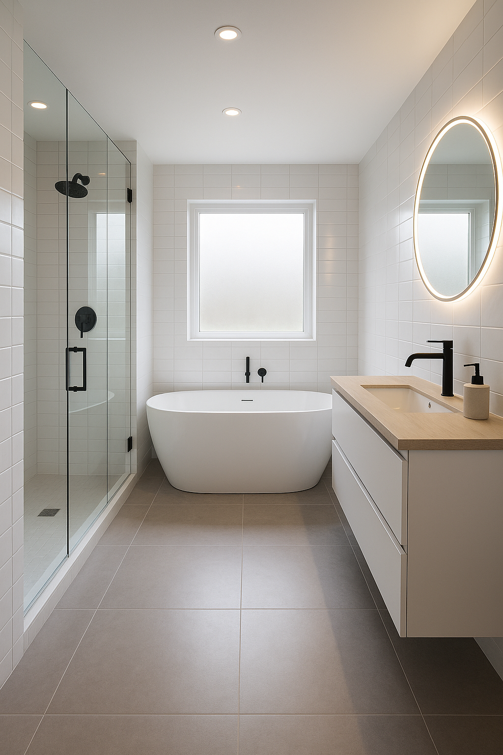 Salle de bain moderne avec douche à l’italienne – RÉNOLR